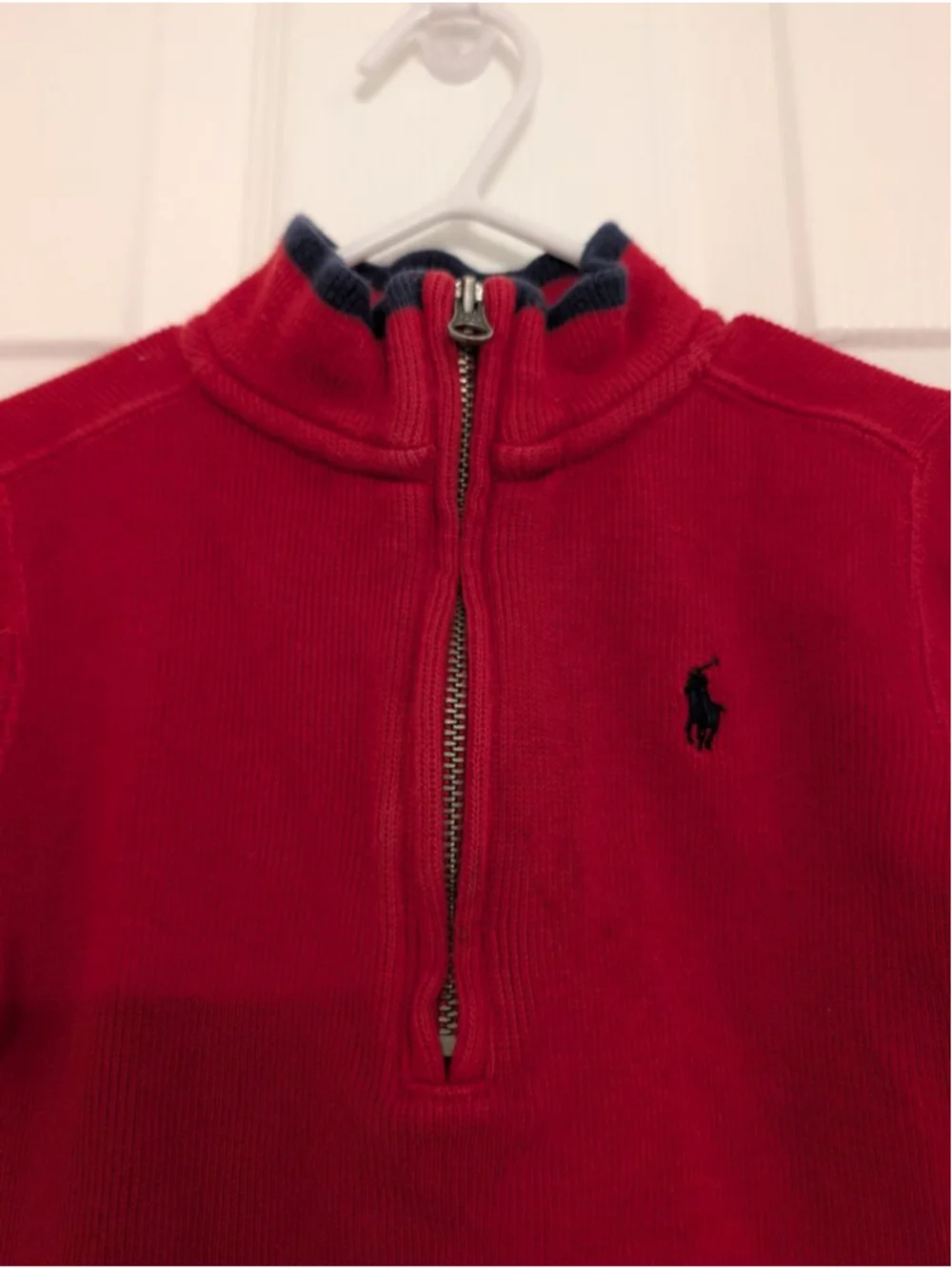 Baby Ralph Lauren Red Quarter-Zip Sweater 18mos Pony Logo Preppy Old Money